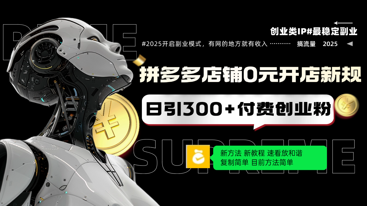 拼多多店铺0元开店新规，日引300+付费创业粉，目前方法简单复制粘贴可矩阵-副业网创