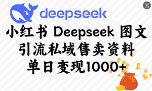 小红书Deepseek图文引流私域售卖资料，单日变现多张-副业网创