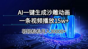 AI一键生成沙雕动画一条视频播放15Wt轻轻松松月入30000+-副业网创