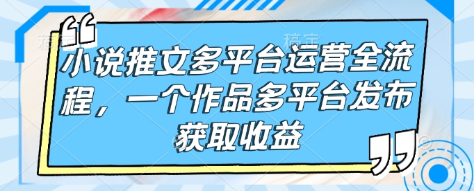 小说推文多平台运营全流程，一个作品多平台发布获取收益-副业网创