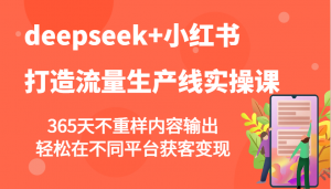 deepseek+小红书打造流量生产线实操课,365天不重样内容输出,轻松在不同平台获客变现-副业网创