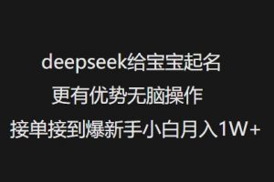 deepseek给宝宝起名更有优势无脑操作接单接到爆新手小白月入1W+-副业网创