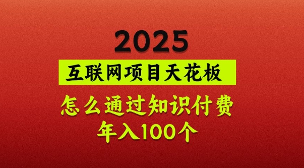 2025项目天花板，普通怎么通过知识付费翻身，年入百个【揭秘】-副业网创