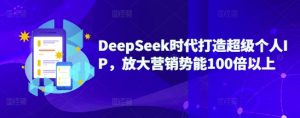 DeepSeek时代打造超级个人IP,放大营销势能100倍以上-副业网创