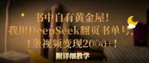 书中自有黄金屋！我用DeepSeek翻页书单号，1条视频变现多张！附详细教学-副业网创