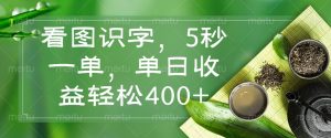 看图识字，5秒一单，单日收益轻松400+-副业网创