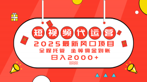 2025最新风口项目：短视频代运营日入2000＋-副业网创