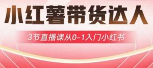 小红薯达人带货启航计划,3节直播课从0-1入门小红书-副业网创