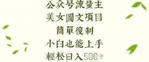 流量主长期收益项目，美女图片简单复制，小白也能上手，轻松日入5张-副业网创