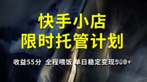 快手小店限时托管计划,收益55分,全程喂饭,单日稳定变现5张【揭秘】-副业网创