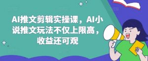 AI推文剪辑实操课，AI小说推文玩法不仅上限高，收益还可观-副业网创