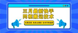 三月最新快手同框搬运技术,无需混剪 条条出爆款 安卓苹果通用-副业网创
