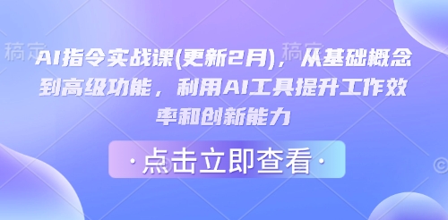 AI指令实战课(更新2月)，从基础概念到高级功能，利用AI工具提升工作效率和创新能力-副业网创