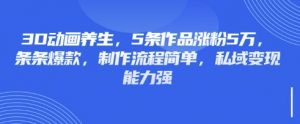 3D动画养生，5条作品涨粉5万，条条爆款，制作流程简单，私域变现能力强-副业网创