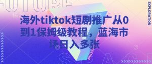 海外tiktok短剧推广从0到1保姆级教程，蓝海市场日入多张-副业网创
