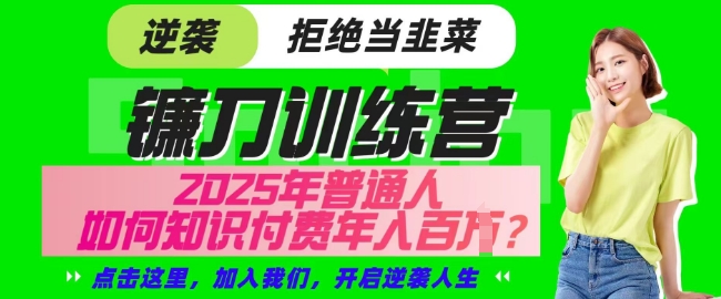 【网创项目终点站-镰刀训练营超级IP合伙人】25年普通人如何通过知识付费实现逆袭【揭秘】-副业网创