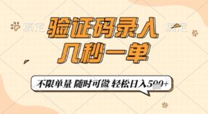 验证码录入，几秒钟一单，只需一部手机即可开始，随时随地可做，每天5张+【揭秘】-副业网创