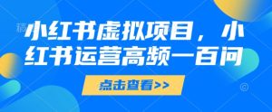 小红书虚拟项目,小红书运营高频一百问【文档】-副业网创
