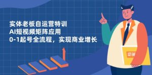 实体老板自运营特训，AI短视频矩阵应用，0-1起号全流程，实现商业增长-副业网创