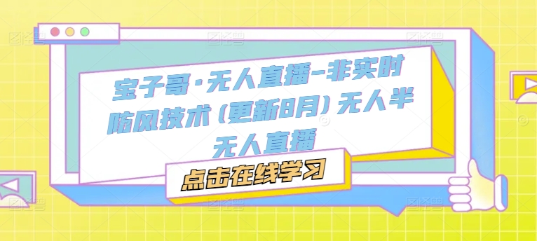 宝子哥·无人直播-非实时防风技术(更新25年5月)无人半无人直播-副业网创