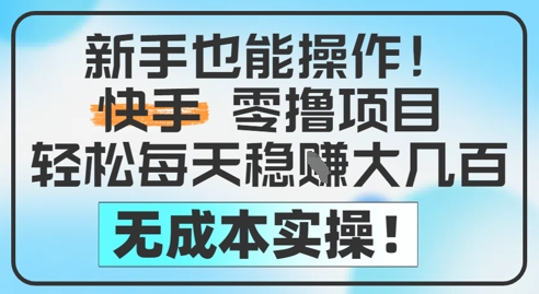 新手也能操作，快手零撸挣米，轻松每天挣2-5张，完全无成本-副业网创