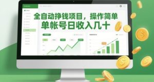 全自动挣钱项目，操作简单，单帐号日收入几十-副业网创