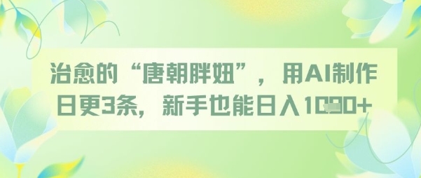 治愈的“唐朝胖妞”，用AI制作日更3条，新手也能日入多张-副业网创