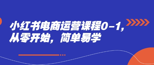 小红书电商运营课程0-1，从零开始，简单易学-副业网创