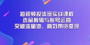 短视频投流班实战课程，选品剪辑与账号运营，突破流量池，高效带货变现-副业网创