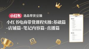 小红书电商带货课程实操:基础篇-选品篇-店铺篇-笔记内容篇-直播篇-副业网创