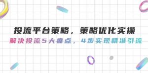 投流平台策略,策略优化实操,解决投流5大痛点,4步实现精准引流-副业网创