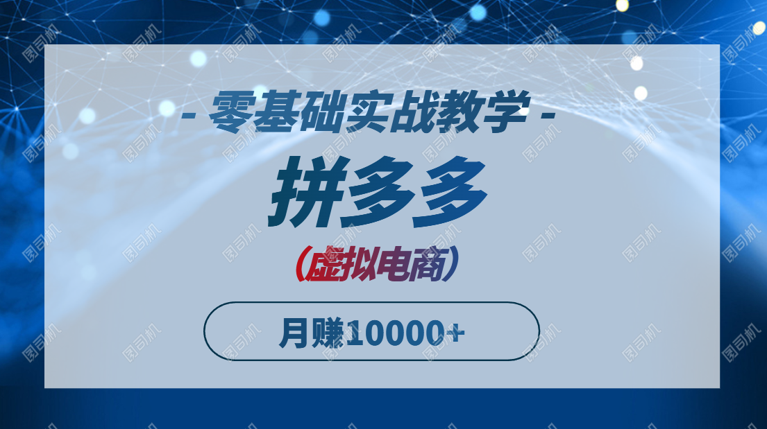 拼多多虚拟电商，零基础实战教学，快速打爆商品，新手也能月入10000+-副业网创