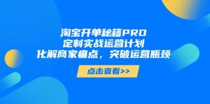 淘宝开单秘籍PRO，定制实战运营计划，化解商家痛点，突破运营瓶颈-副业网创