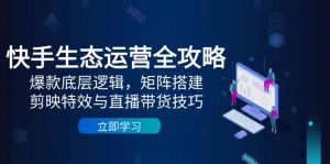快手生态运营全攻略:爆款底层逻辑,矩阵搭建,剪映特效与直播带货技巧-副业网创