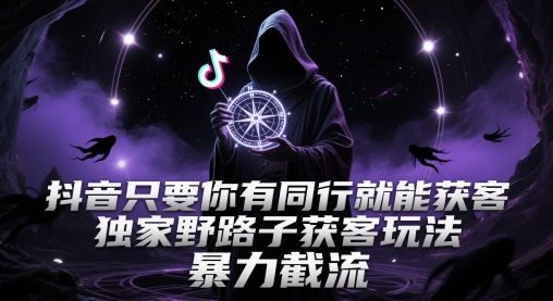 抖音只要你有同行就能获客，独家野路子获客玩法，暴力截流【揭秘】-副业网创