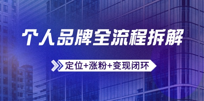 个人品牌全流程拆解：定位+涨粉+变现闭环，微信生态运营与资源整合-副业网创