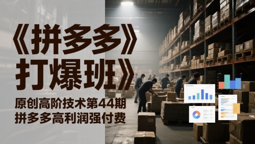 《拼多多打爆班》原创高阶技术第44期，拼多多高利润强付费-副业网创