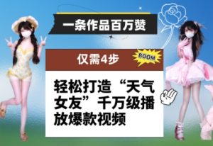 一条作品百万赞！ 只需4步，轻松打造“天气女友”千万级播放爆款视频-副业网创