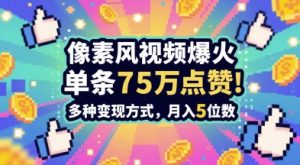 3分钟做出孤独感拉满的素风插画视频,单条点赞75W,谁发谁火系列,多种变现方式,月入5位数-副业网创