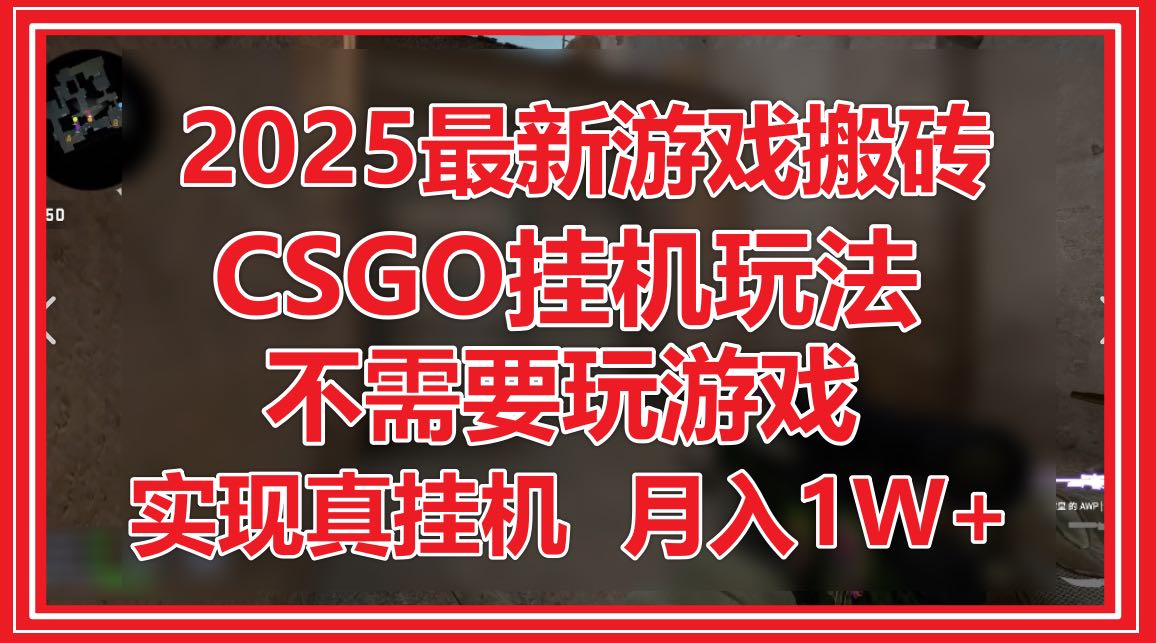 2025最新游戏搬砖，CSGO挂机，不需要玩游戏，实现真挂机，月入1W+-副业网创