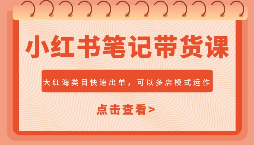 小红书笔记带货课，大红海类目快速出单，市场大，可以多店模式运作(更新)-副业网创