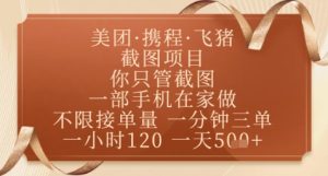 飞猪美团截图项目,你只管截图,一部手机在家做,正规平台无套路,一天5张+【揭秘】-副业网创