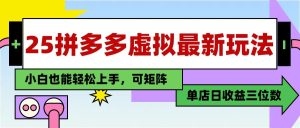 25最新拼多多虚拟电商,单店日入3位数, 小白也能快速上手,保姆级教程-副业网创