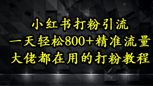 小红书打粉引流，一天轻松500+精准流量，大佬都在用的打粉教程-副业网创