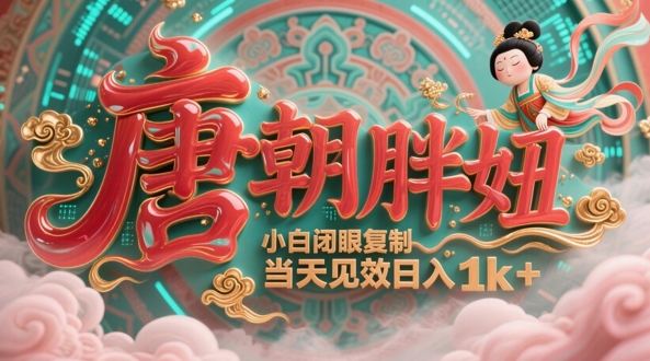 用AI克隆“唐朝胖妞”日更3条，平台疯狂推流，小白闭眼复制，当天见效，日入1k+-副业网创