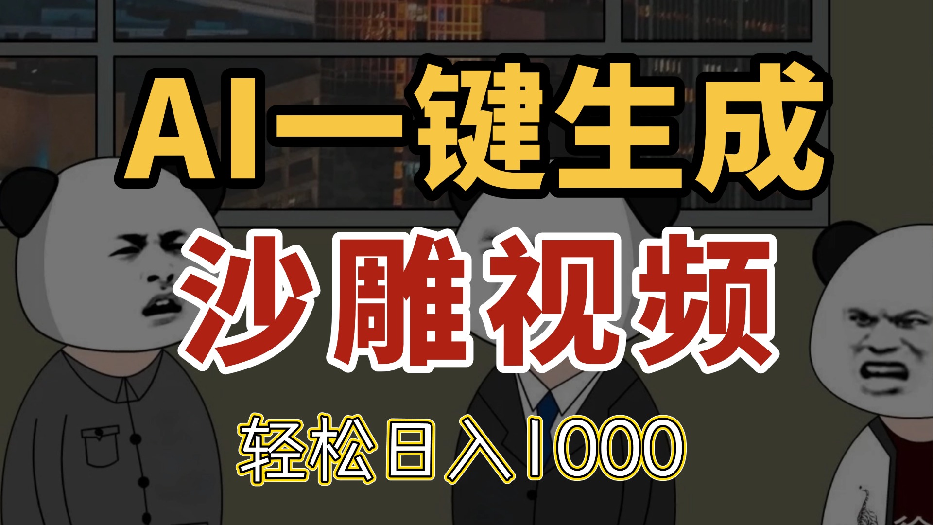 AI一键生成沙雕视频，一条视频千万播放，轻松日入1000-副业网创