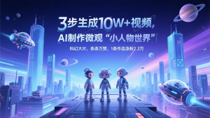 三步生成10W+视频,AI制作微观“小人物世界”科幻大片,条条万赞,1条作品涨粉2.3万-副业网创