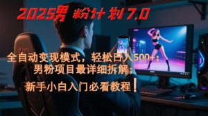 2025男粉计划7.0,全自动变现模式,轻松日入5张+,新手小白必看课程-副业网创