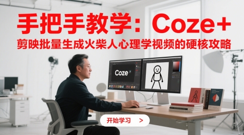 手把手教学：Coze + 剪映批量生成火柴人心理学视频的硬核攻略-副业网创