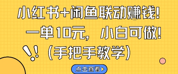 小红书+闲鱼联动挣钱，一单10元，小白可做-副业网创